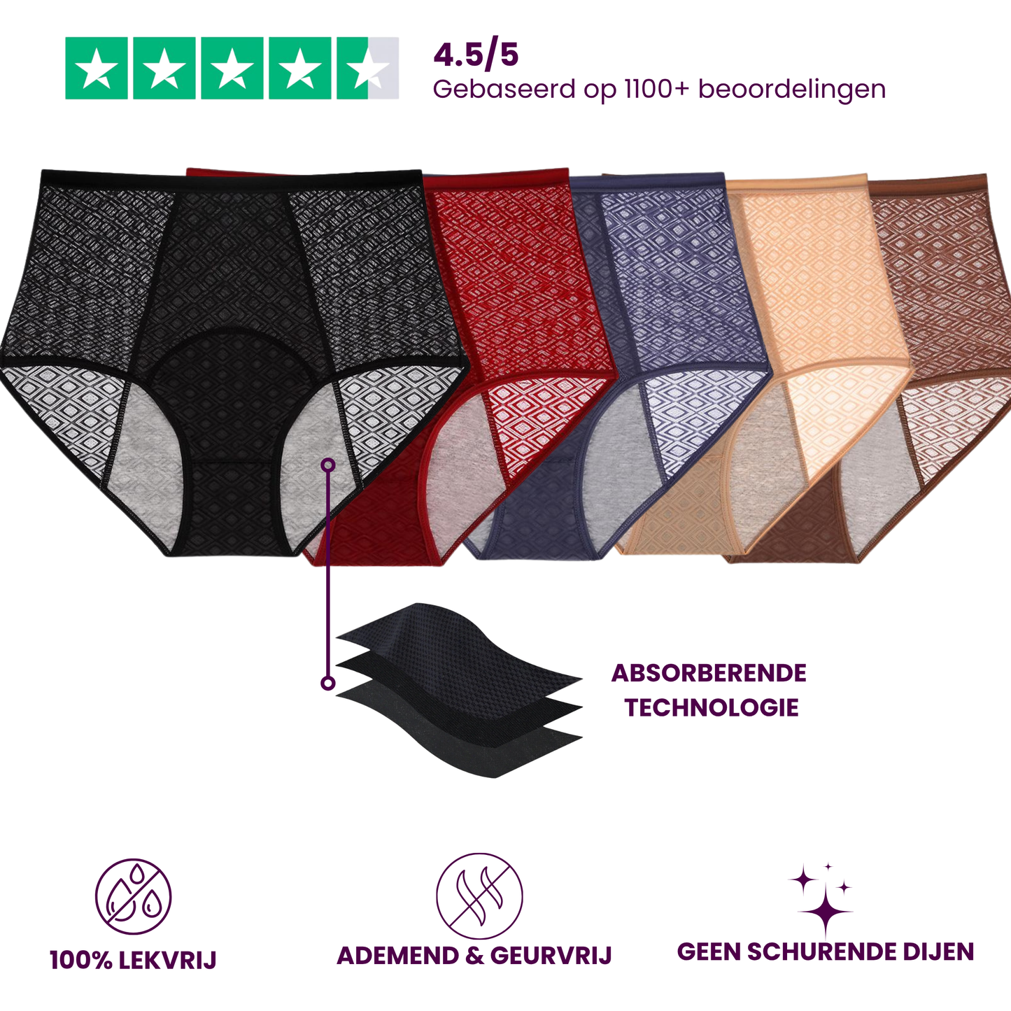 VitalDry® | Lekvrij Ondergoed (5 Stuks) | Patroon