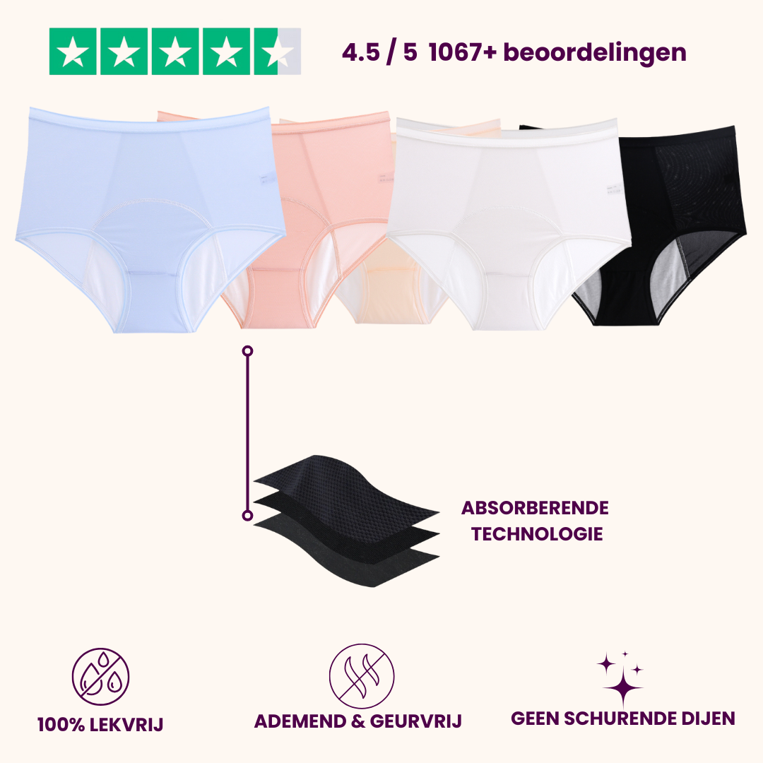 VitalDry® | Lekvrij Ondergoed (5 Stuks) | Hoge Taille